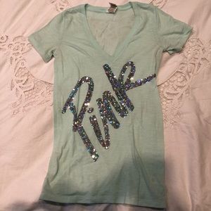 Victoria secret PINK sequin V neck shirt